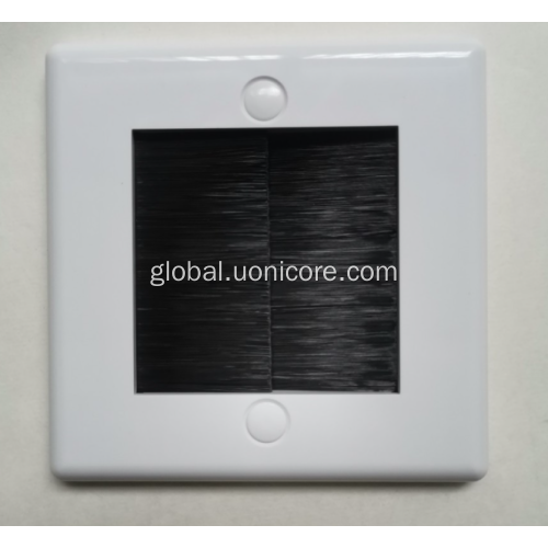 China White brush cable entry wall faceplate with bristles Manufactory